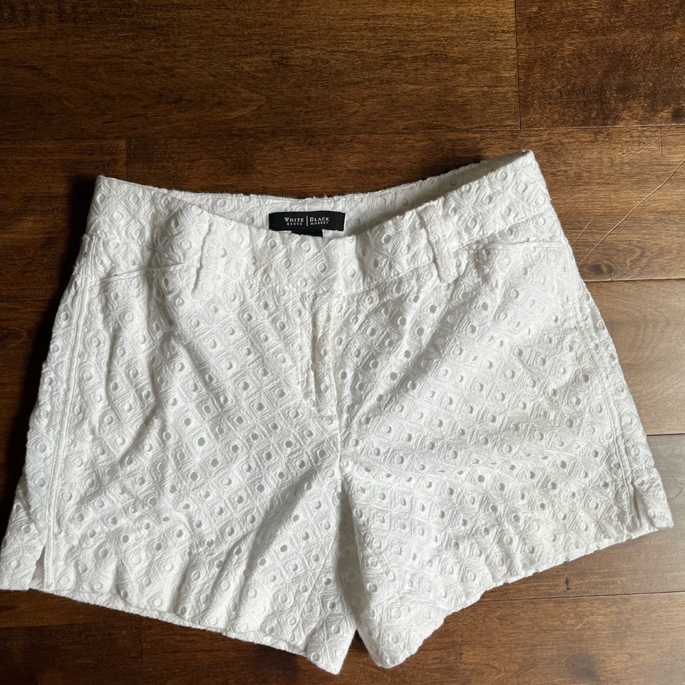 White House Black Market White Eyelet Shorts